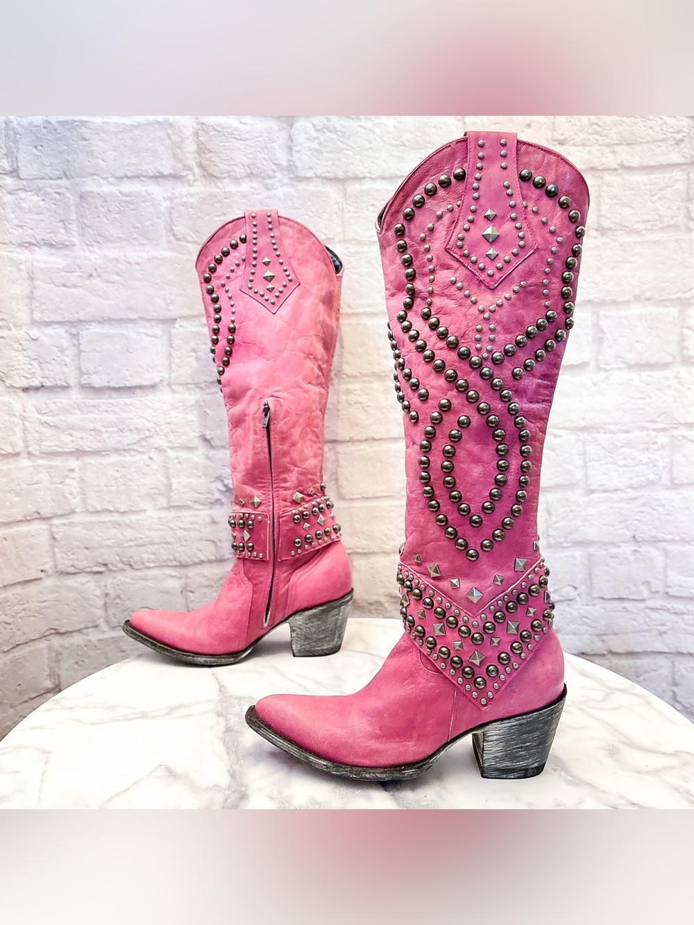 Old Gringo Belinda Studded Tall Boots Pink 5.5B EUC - Picture 3 of 12